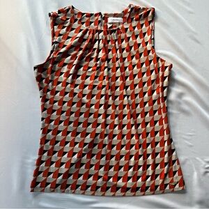 Calvin Klein Red and White Geometric Blouse